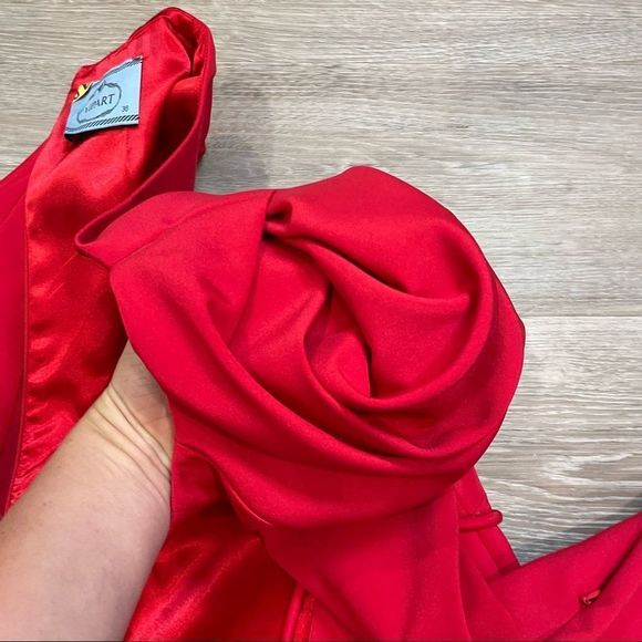 25. Vipart Red Belted Pencil Slim Fit Cocktail Dress Knee Length Zipper Sleeves - Picture 10 of 10